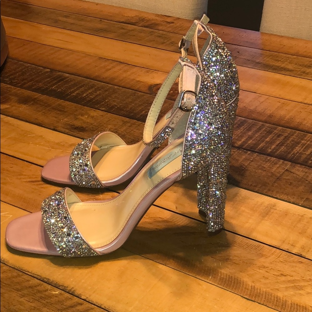 Betsey Johnson Pink Studded Heeled Sandals